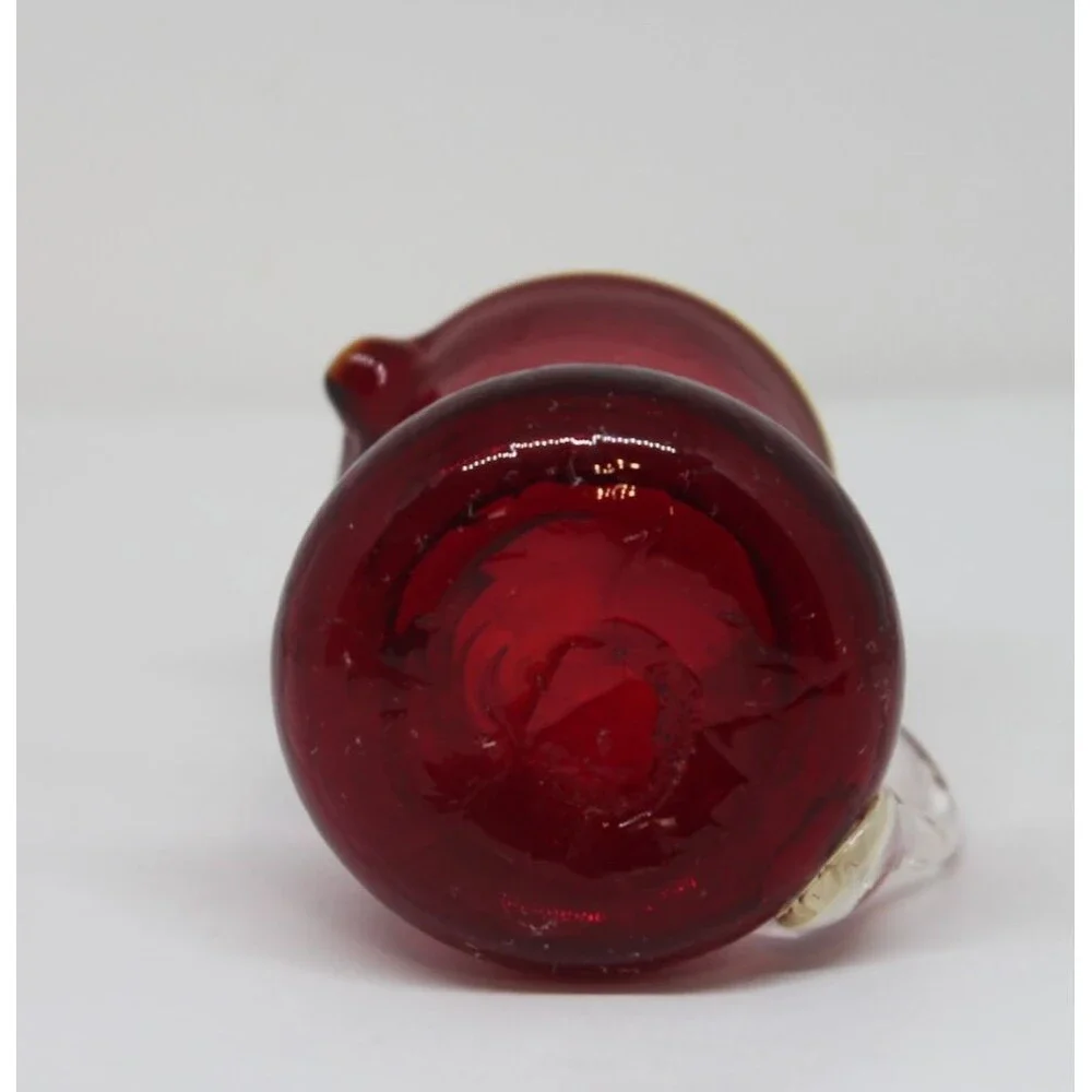 Art Glass Handblown Amberina Red Crackle Mini Glass Pitcher. 3.5